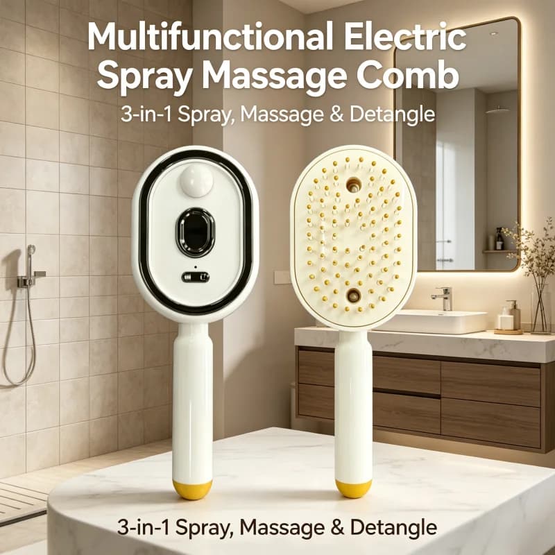 Rechargeable Electric Spray Scalp Massager Comb Vibration Red Light Essential Oil Atomizing Air Cushion Hair Styling Brush