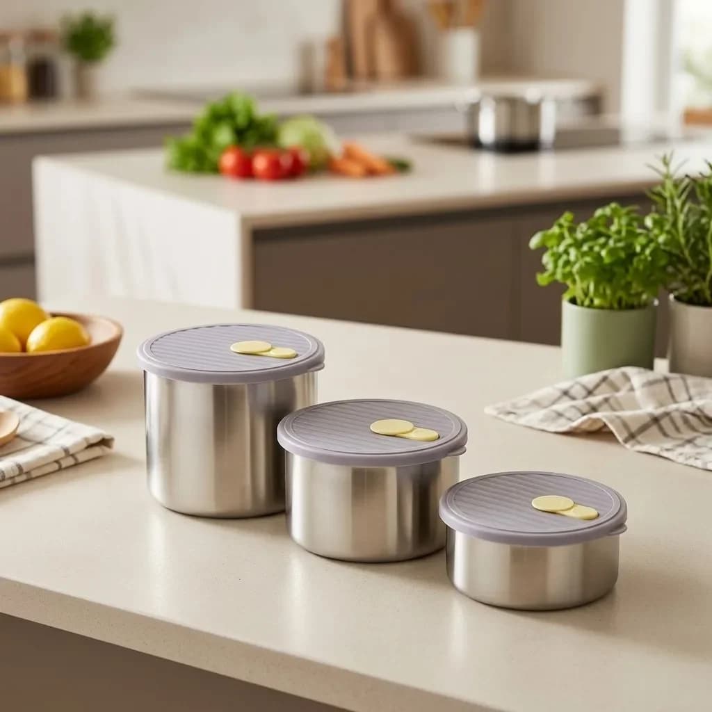 yesLarge Capacity Fridge Sealed Storage Jar 304 Stainless Steel Food Storage Box Reusable Food Storage Container Kitchen Organiz
