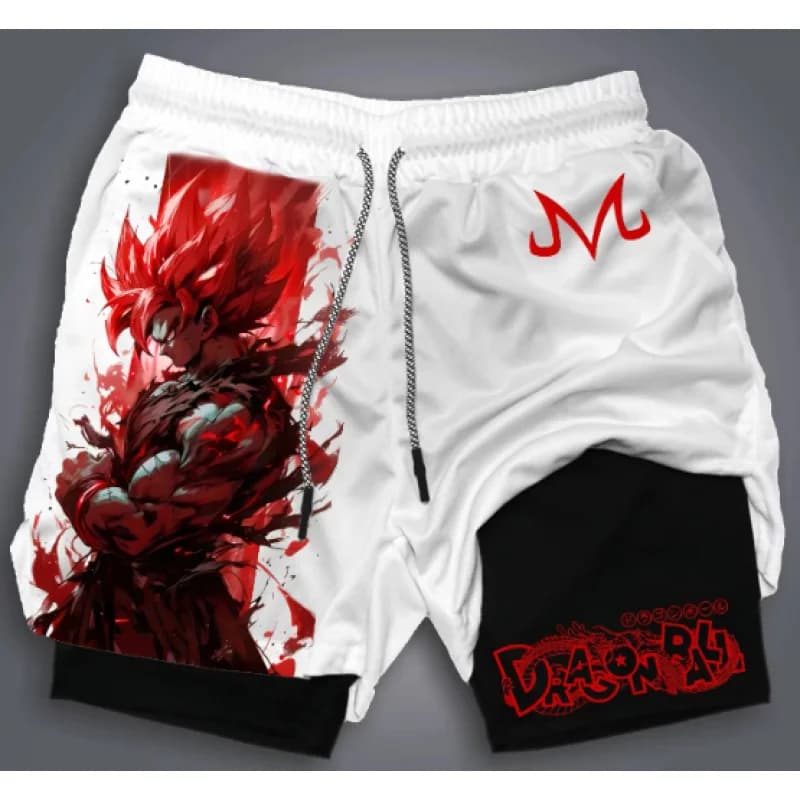 Pantaloncini sportivi estivi traspiranti a doppio strato con stampa Bandai Dragon Ball Goku, pantaloncini sportivi estivi traspiranti per uomo e donna