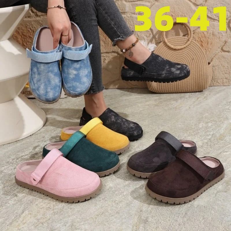 New Women Suede Mules Multicolor Buckle Strap Chunky Sole Comfortable Casual Daily Wear Summer Platform Slip on Slippers