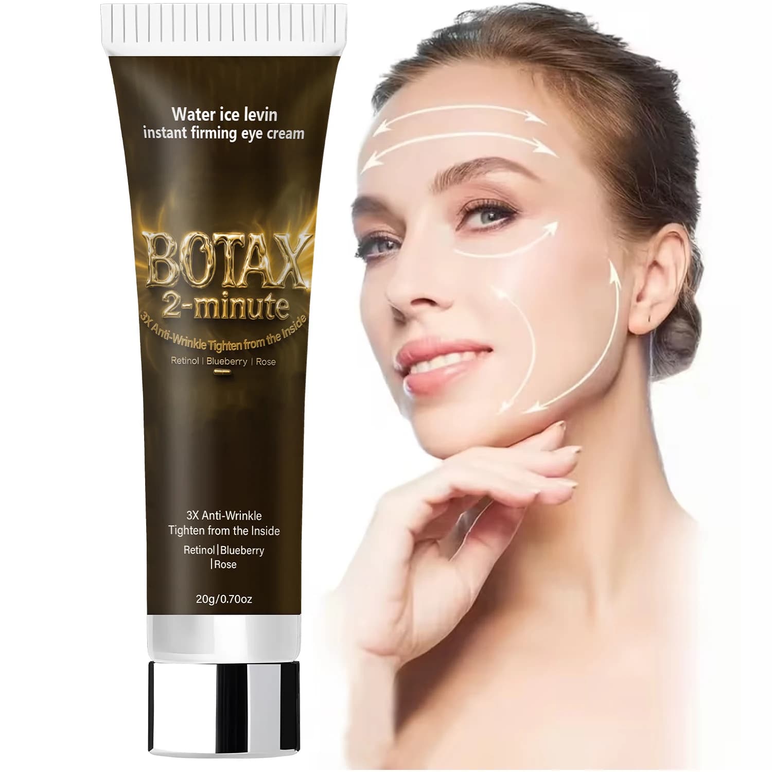 Crema Contorno Occhi Rassodante Istantanea. Collagene Retinolo Vitamina E Acido Ialuronico. Botax 2-Minute 3x Anti-Rughe Rassodante. 20g