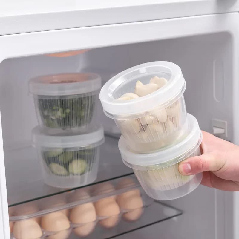 Box for holding fruit and cebollin, ginger and garlic box, special jar for dressing and sealing garlic for refrigerator