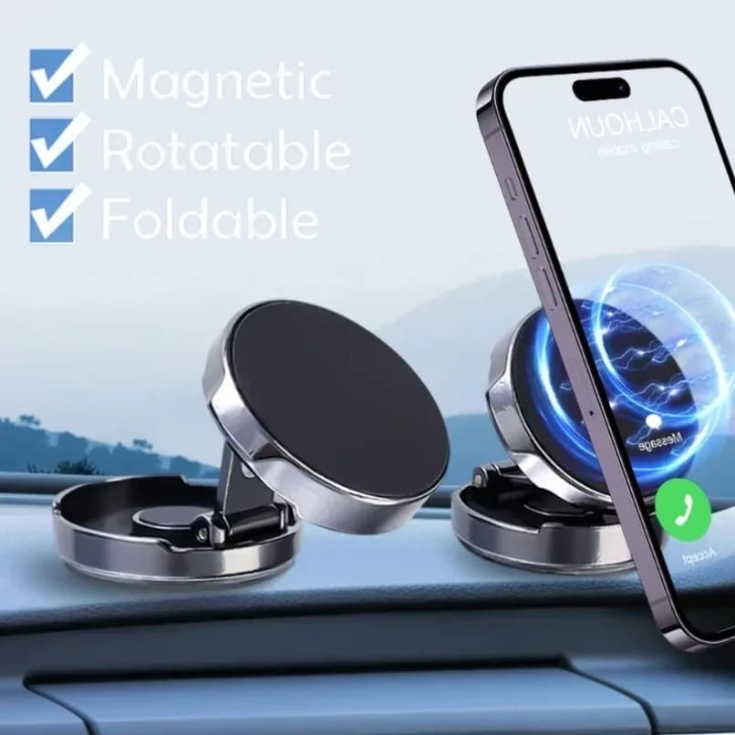 Supporto Magnetico Universale per Telefono da Auto, Rotazione a 360°, Pieghevole, da Cruscotto, per iPhone 17 e Smartphone - Accessori