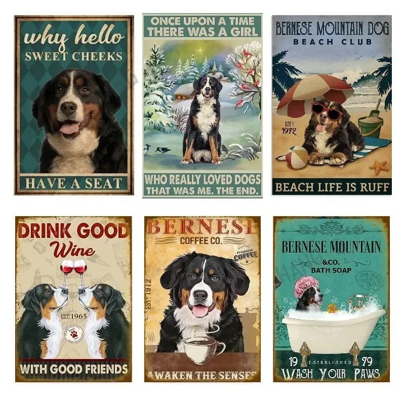 Bernese Mountain Dog Bath Soap bagno Metal Tin Sign,Wash Your Paws Bar Retro Sign Gift poster in metallo 8x12 pollici