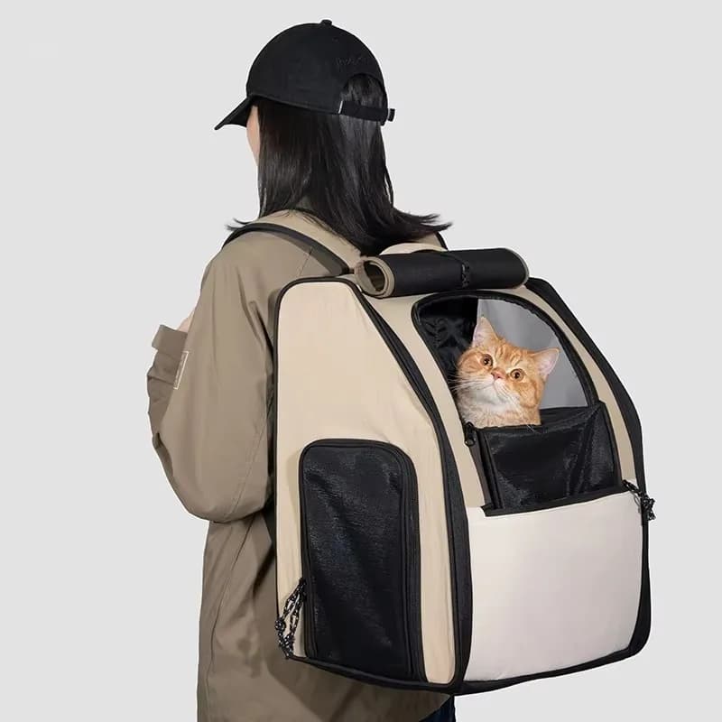 First Class Pet Carrier Pet Backpack Large-Capacity Waterproof Washable Foldable Cotton Nylon for Dogs & Cats Travel Outing