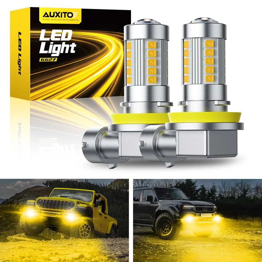 AUXITO 2 pezzi H8 H11 proiettore LED Canbus fendinebbia 3000k giallo 360 12V ad alta potenza H9 H16JP fendinebbia con mini lenti lampadina per auto