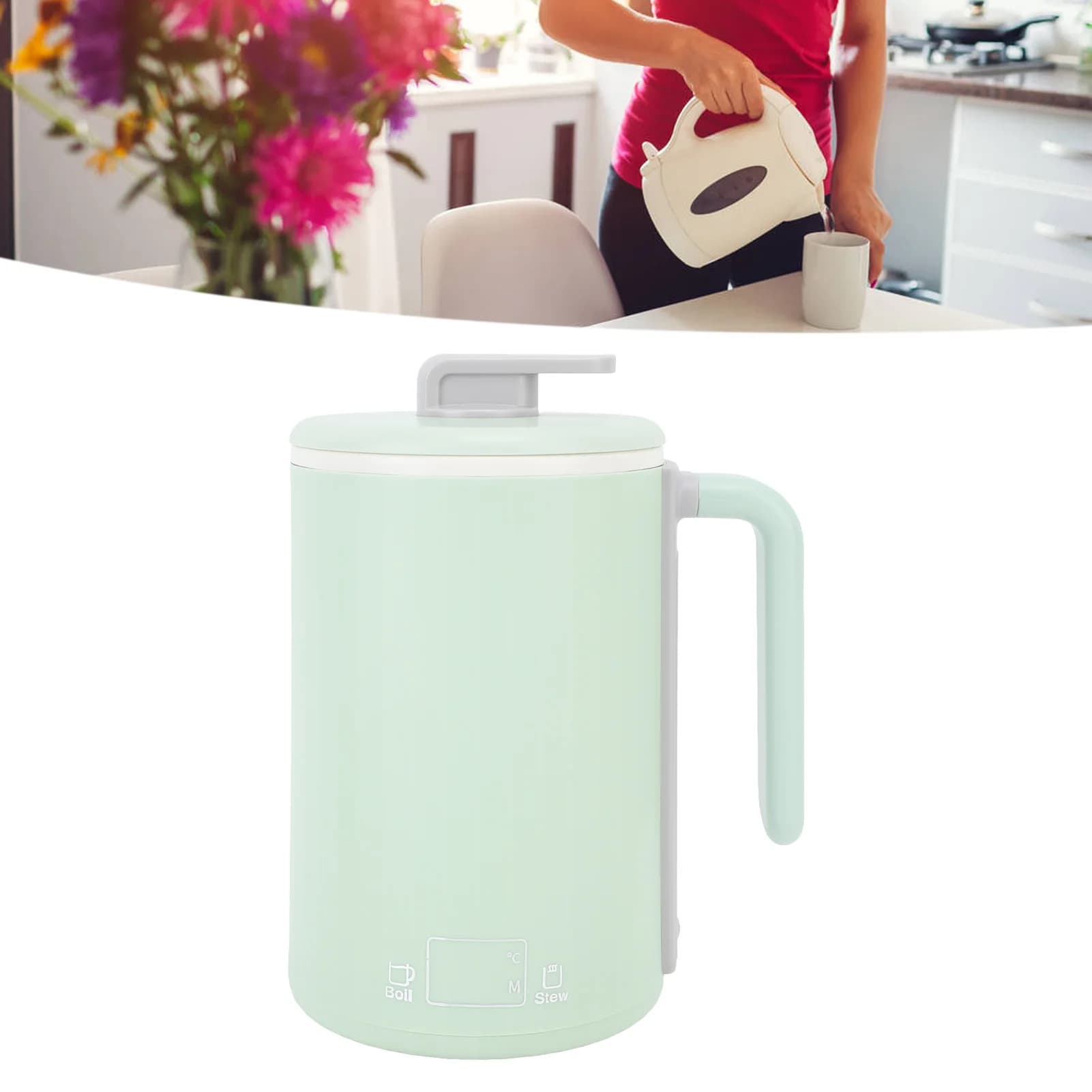 Electric Kettle Fast Heating Intelligent Temp Control Portable Dry Burning Protection Auto Power Off for Office Home