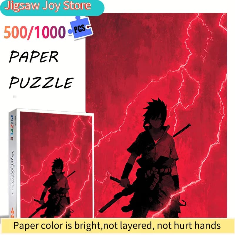 Puzzle di carta spessa e resistente ai graffi di Sasuke Uchiha da Naruto Shippuden (300 pezzi), grande gioco di puzzle interattivo per adulti