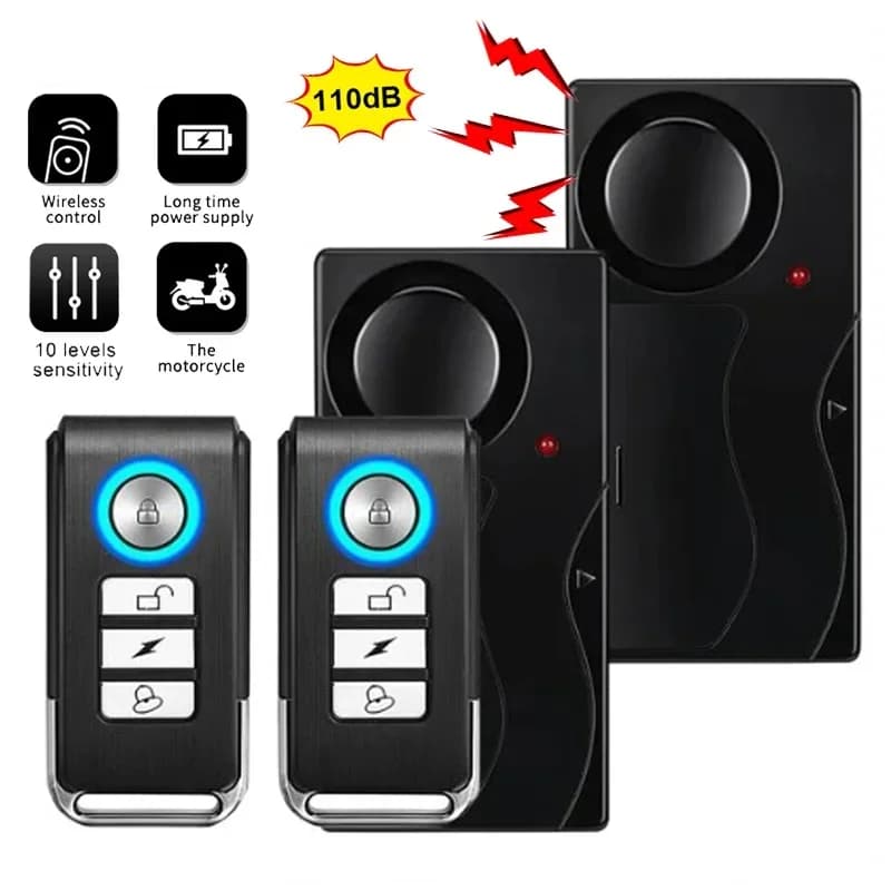 Allarme antifurto per porte e finestre con allarme a vibrazione Wireless con telecomando sistema di sensori di sicurezza per biciclette da moto 110dB