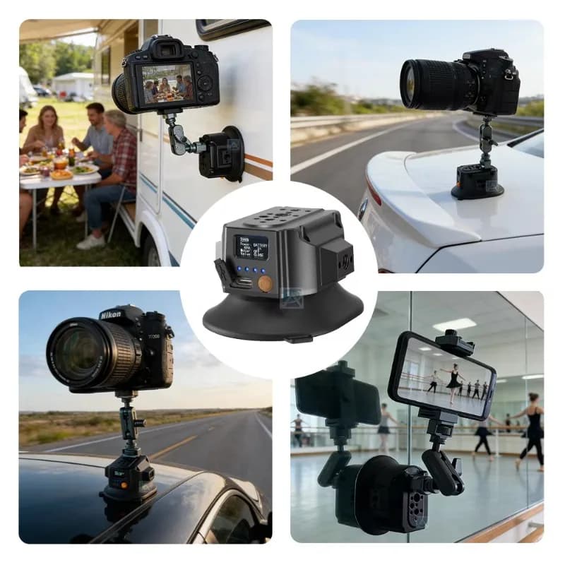 Electric Aluminum Alloy Vacuum Suction Cup Camera Mount | Waterproof Quick Release | 360 Car Window Action Camera Holder 15-20KG