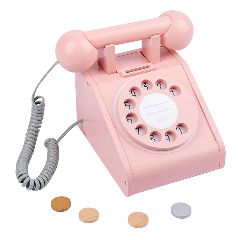 Simulazione di legno giocattolo telefonico retrò bambini simulazione di legno telefono casa da gioco giocattolo bambino regali educativi precoci decorazione della casa