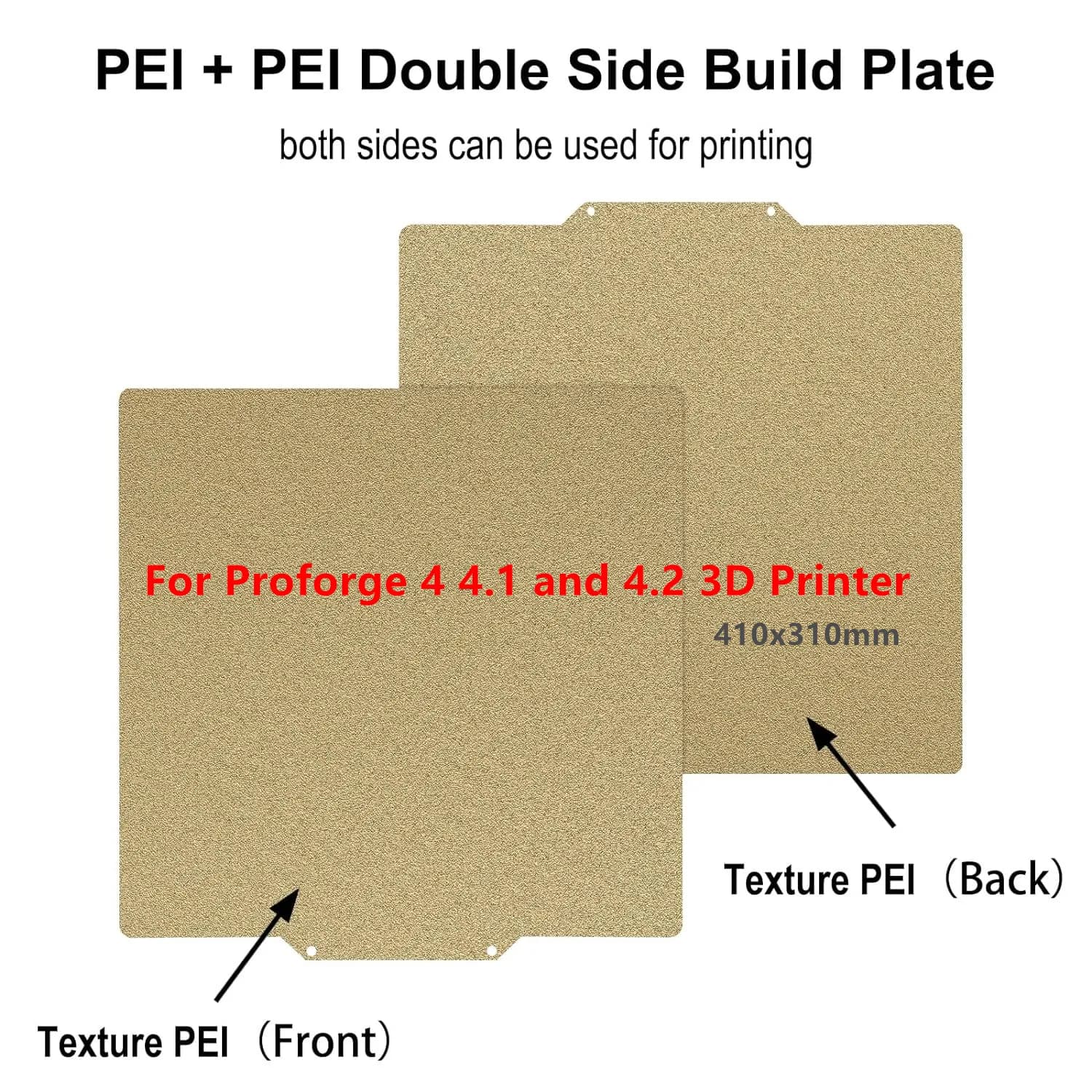 Press plate Forproforge 4, 4.1 and 4.2, 410x310mm, PEI, PET, PEO, harmonic steel, with textured/liscia surface on both sides, for magnetic bed