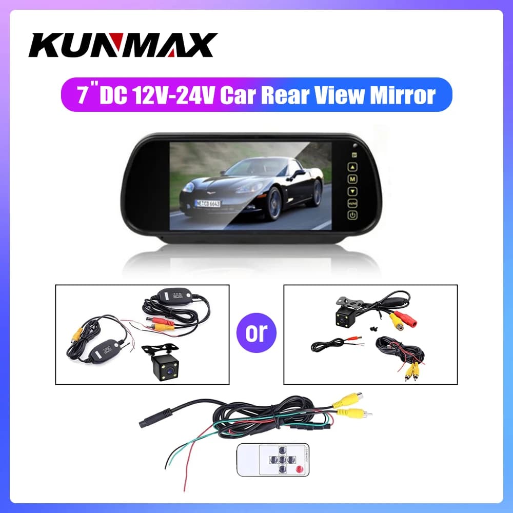 7" Car Rear View Monitor Display LCD Screen for Reverse Camera Car Styling Wireless Car TV Display RCA