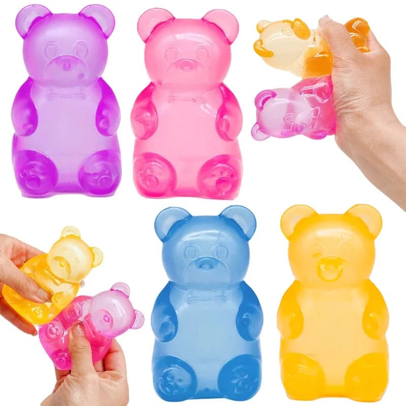 Giocattoli Squishy a Forma di Orso Nee Doh in Maltosio, Giocattolo Sensoriale Colorato, Decorazione Creativa per Scrivania, Bambola Antistress, Giocattolo da Spremere
