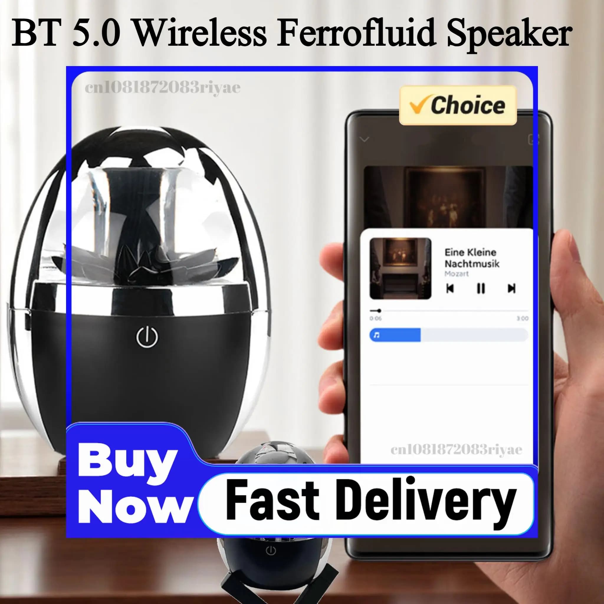 BT 5.0 Wireless Ferrofluid Speaker 4-Color Adjustable Lights Desktop Subwoofer Dancing Ferrofluid BT Speaker Gifts for Men Women