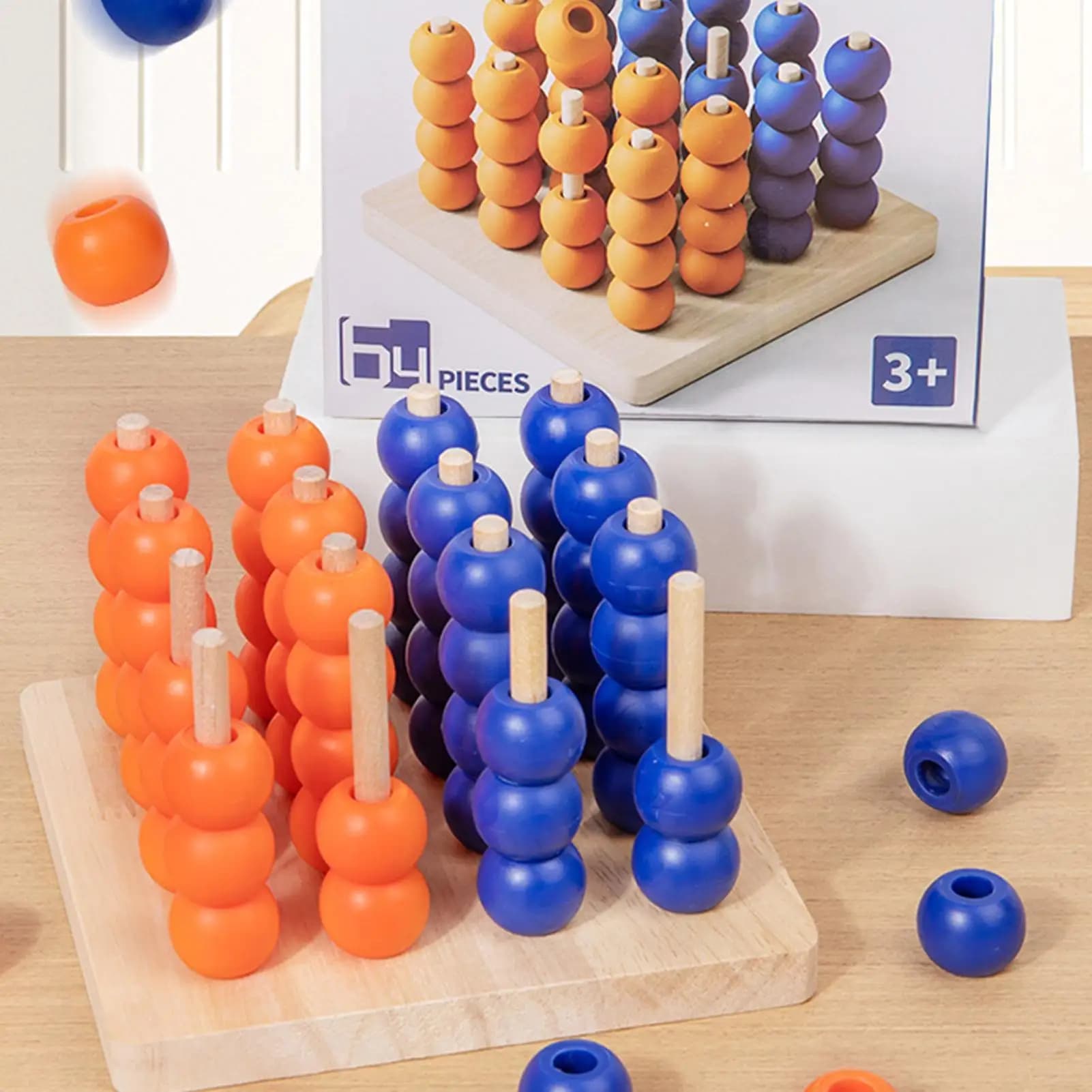 Gioco da tavolo 4 in fila 3D Quattro in una fila Gioco di strategia in legno Puzzle di scacchi educativo Rompicapo Giocattoli per feste