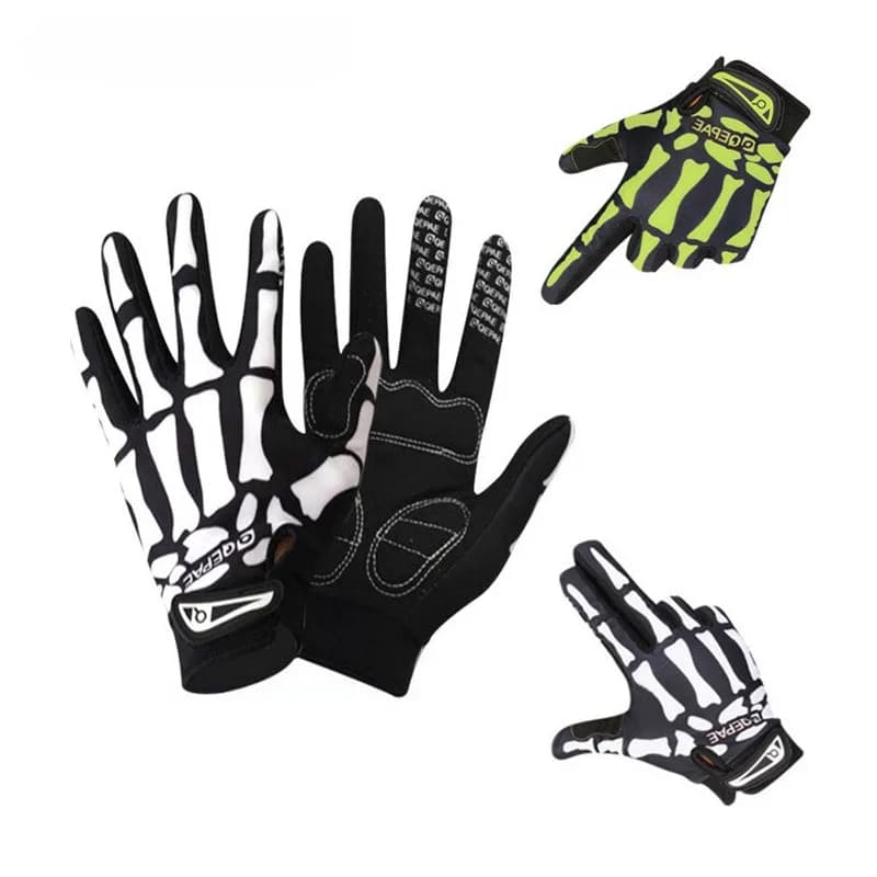 Guanti da equitazione con dita intere per bicicletta completamente traspiranti Guanti da corsa Guanti per accessori moto con artiglio fantasma teschio
