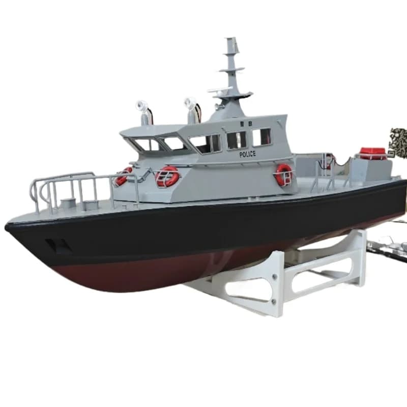 Barca RC 67cm1/30 Barca telecomandata per polizia acquatica di medie dimensioni Hong Kong con pompa a spruzzo reversibile Kit modello di barca RC giocattolo per adulti