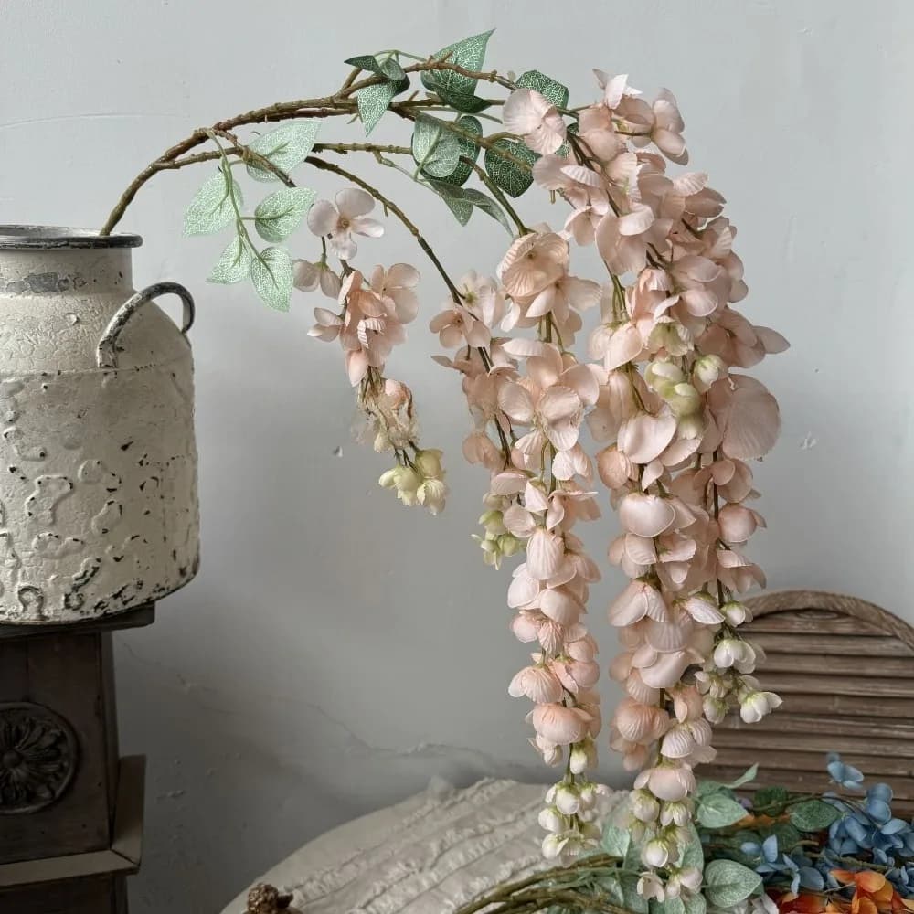 6 Rami di Glicine Artificiale Viola, Pianta Rampicante Finta, Decorazione in Rattan, Ghirlanda di Fiori Artificiali