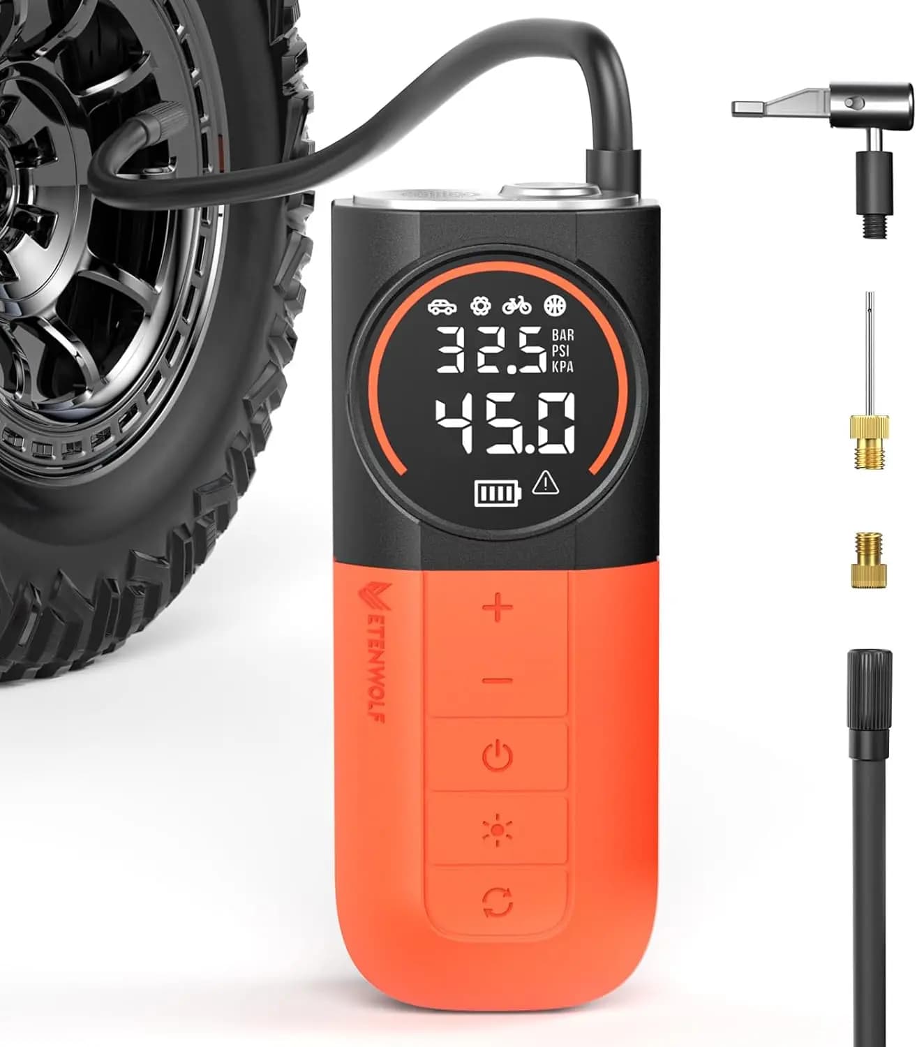160PSI Portable Air Compressor for Auto, Bike, Motorcycle, Balloons - Quick Inflating with LED Light and Digital Pressure Gauge