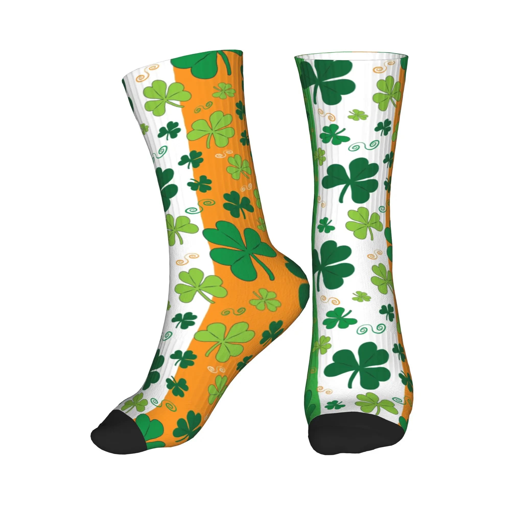 Calzini Kawaii con Stampa della Bandiera Irlandese e Trifoglio per San Patrizio, Elasticizzati per Uomo e Donna, per Estate, Autunno e Inverno