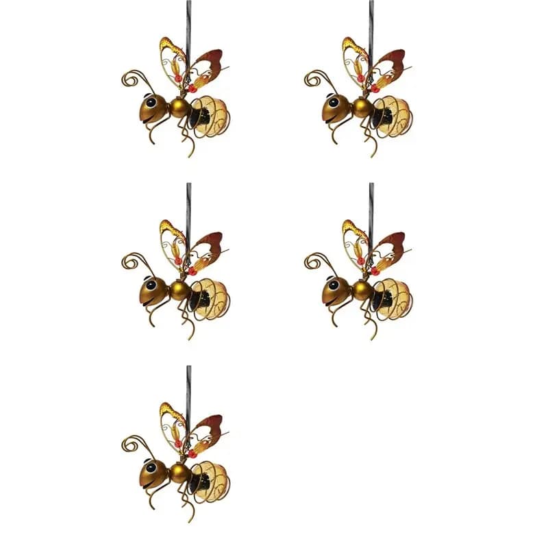 MAKE-5X Statua di insetto in ferro solare con luce a LED, ornamento da appendere all'albero per esterni, per recinzione, cortile, giardino, decorazione A