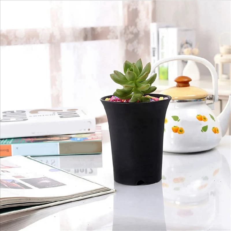 A47U Black round flower vases from 50 pieces Deep high waist vases are perfect for indoor and outdoor plants, seeds, vegetables