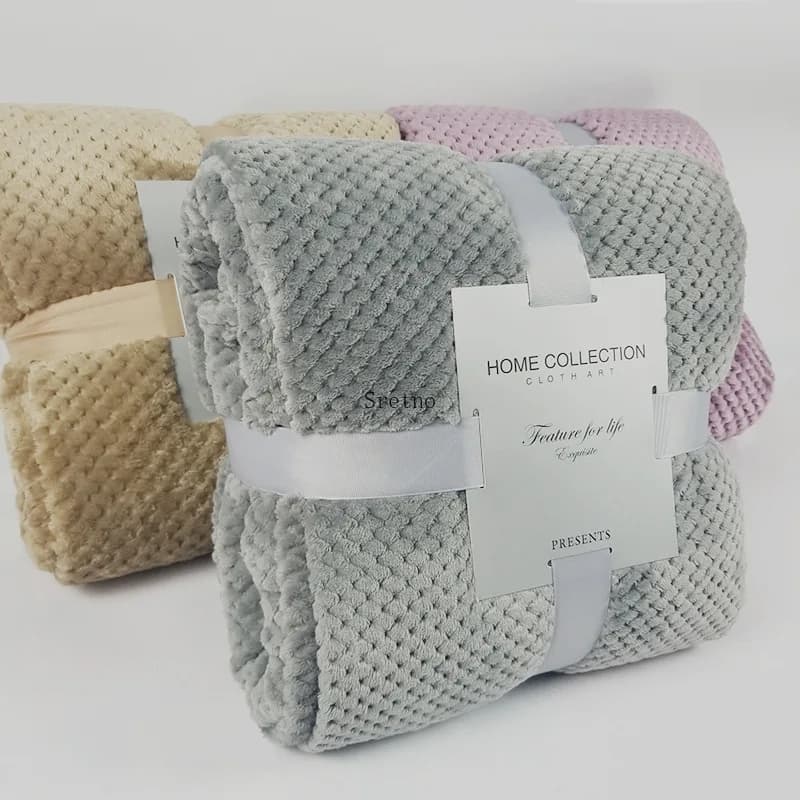 Coperta in pile di corallo tinta unita Coperta Falei Velluto Ananas Griglia Coperte per divani Coperta per dormire per animali domestici Mantas De Invierno