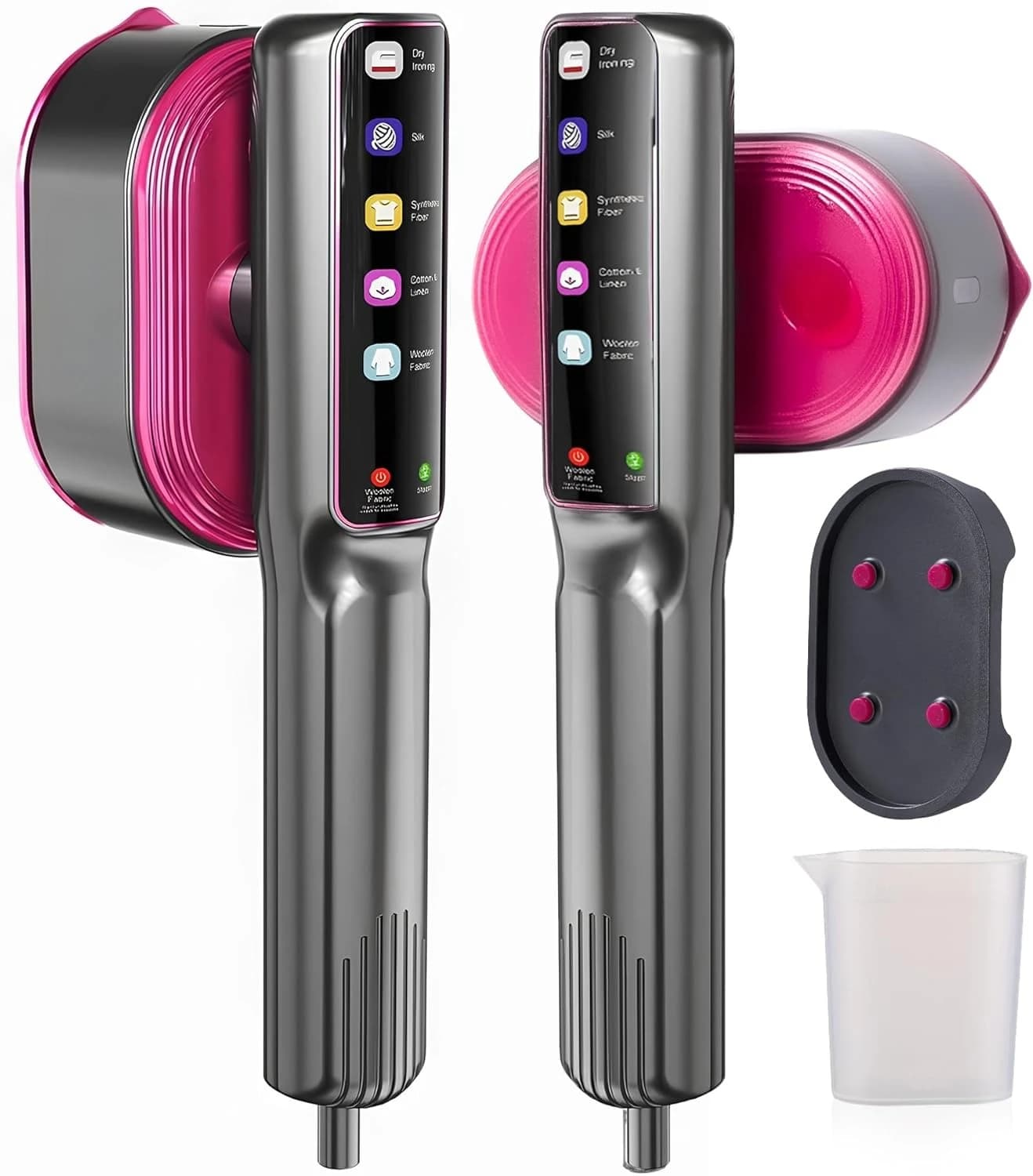 Piroscafo portatile per vestiti, vaporizzatore portatile touch screen da 1200 W, rimozione delle rughe da 1 secondi, stiratura a secco/a vapore, riscaldamento 10 secondi (spina UE)