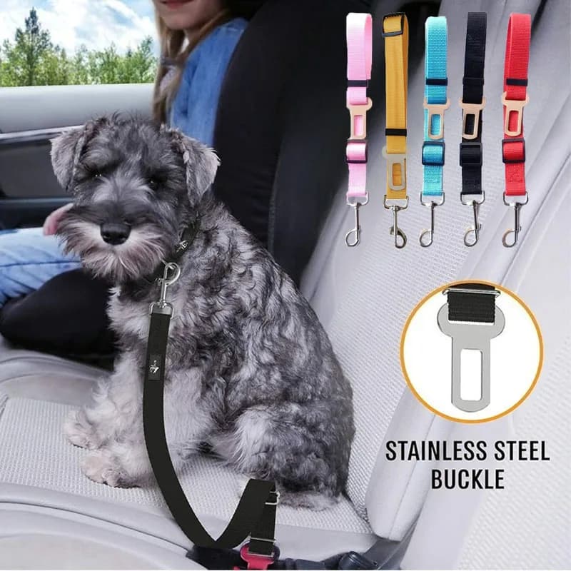 1PC regolabile Pet Cat Dog Cintura di sicurezza per auto Sedile per animali domestici Veicolo Pettorina per cani Clip di piombo Leva di sicurezza Nylon colorato trazione Guinzaglio per cani