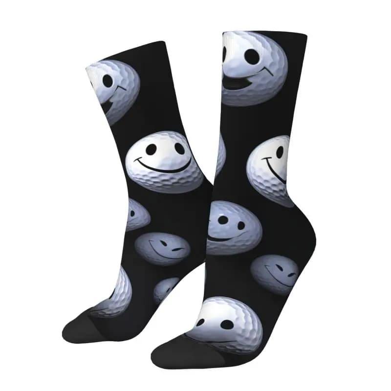 Calzini Personalizzati con Stampa di Palline da Golf Smiley per Uomo e Donna, Elasticizzati per Estate, Autunno e Inverno