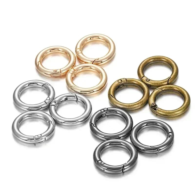 Fermagli a molla ad anello in metallo per gioielli fai da te apribili moschettone rotondo portachiavi clip per borsa gancio per fibbie a catena per cani connettore
