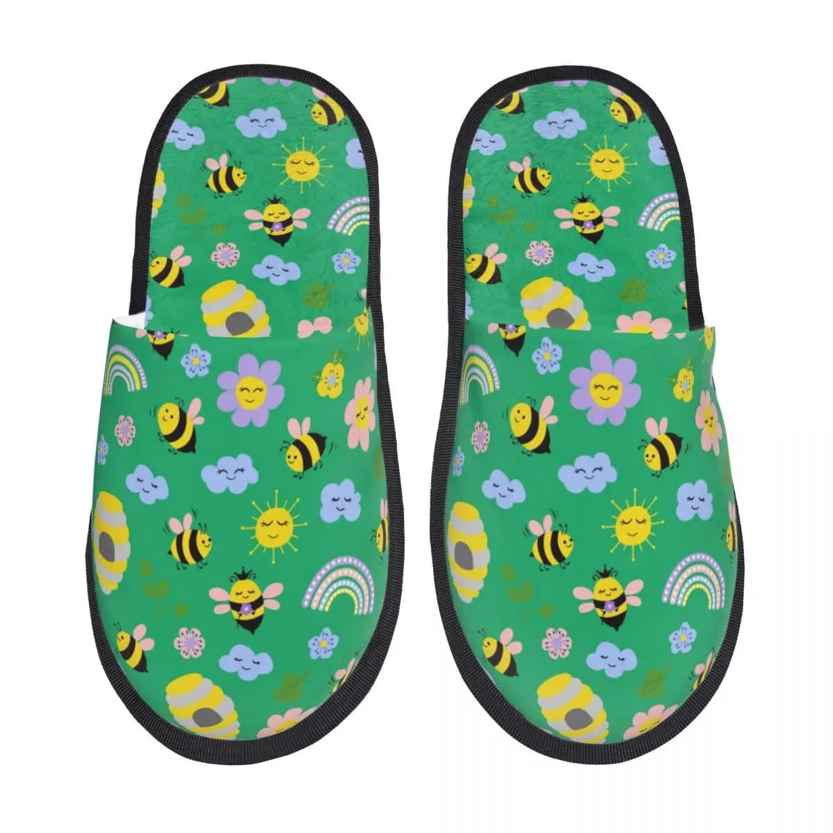 Pantofole Morbide Personalizzate con Api e Fiori in Memory Foam per Donne, Scarpe da Casa e Hotel