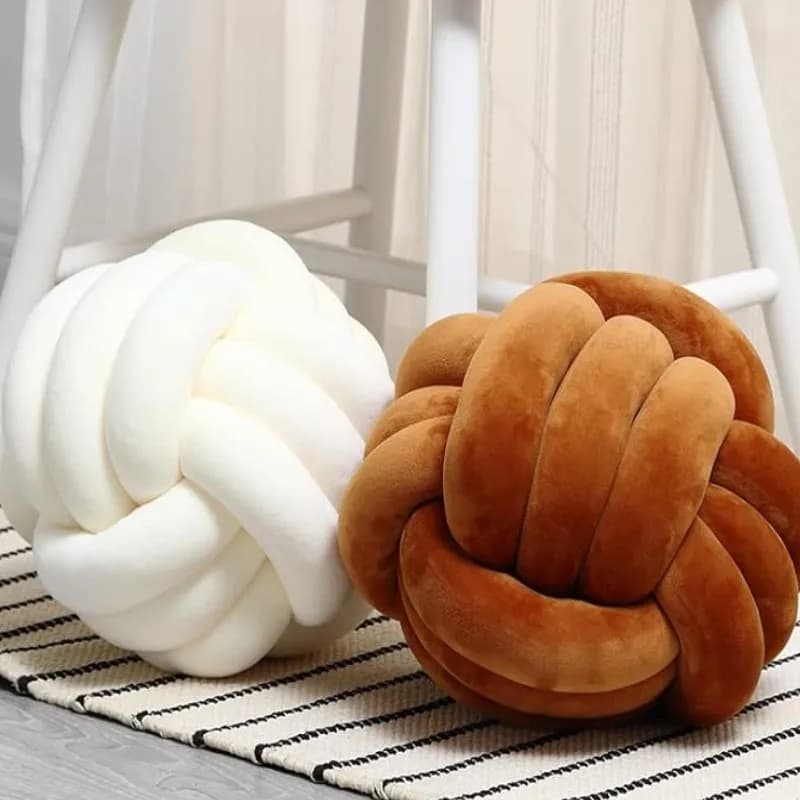 Cream White Art Deco Striped Knot Pillow Handmade Soft Modern Cozy Decorative Cushion for Home Sofa Decor Gift