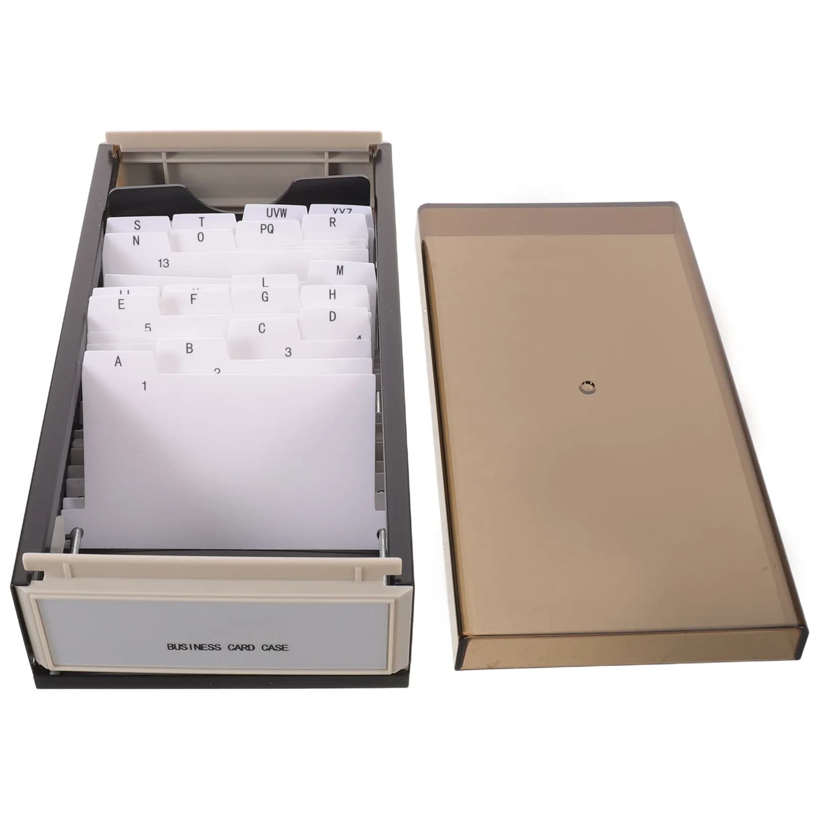 Business Card File Organizer Large Storage Boxes Big Folder Desktop Case A Z Alphabet Index Tabs With Lid For Office Home Tidy