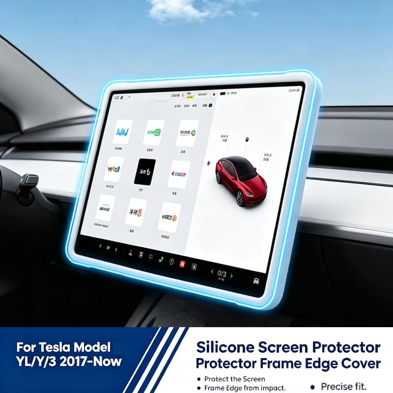 Car Silicone Screen Frame For Tesla Model Y/YL Juniper 2026 Display Edge Protector Central Control Protective Cover Accessories