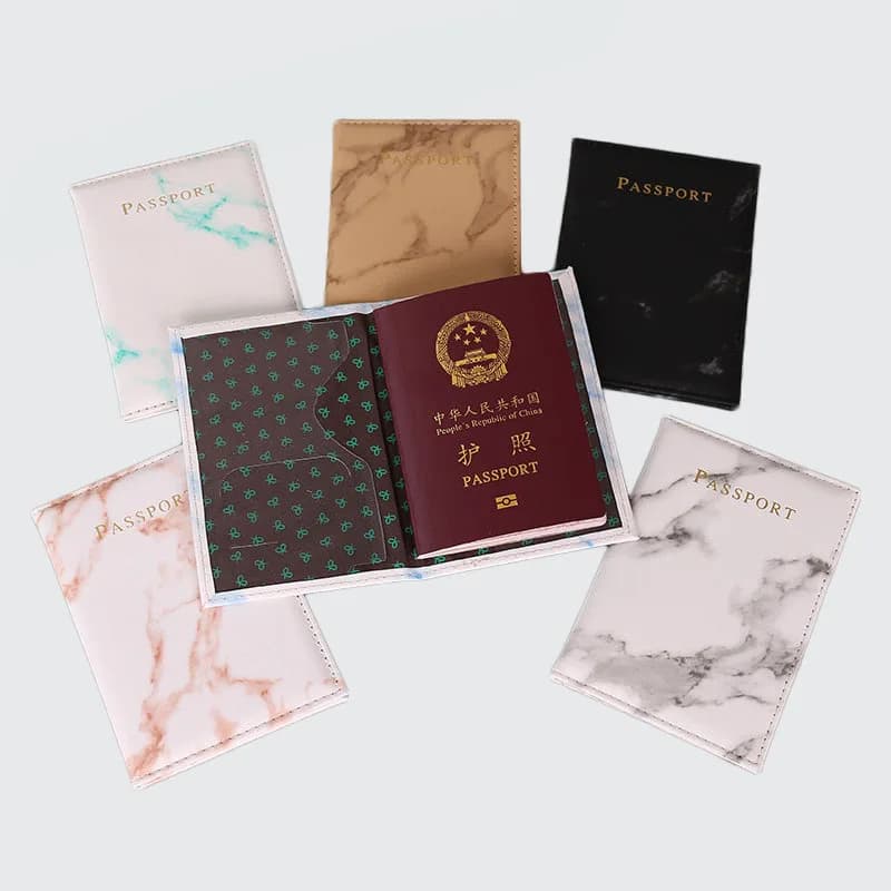 Custodia per passaporto in stile marmo moda donna uomo per documenti auto portafoglio in pelle Pu porta carte di credito porta passaporto