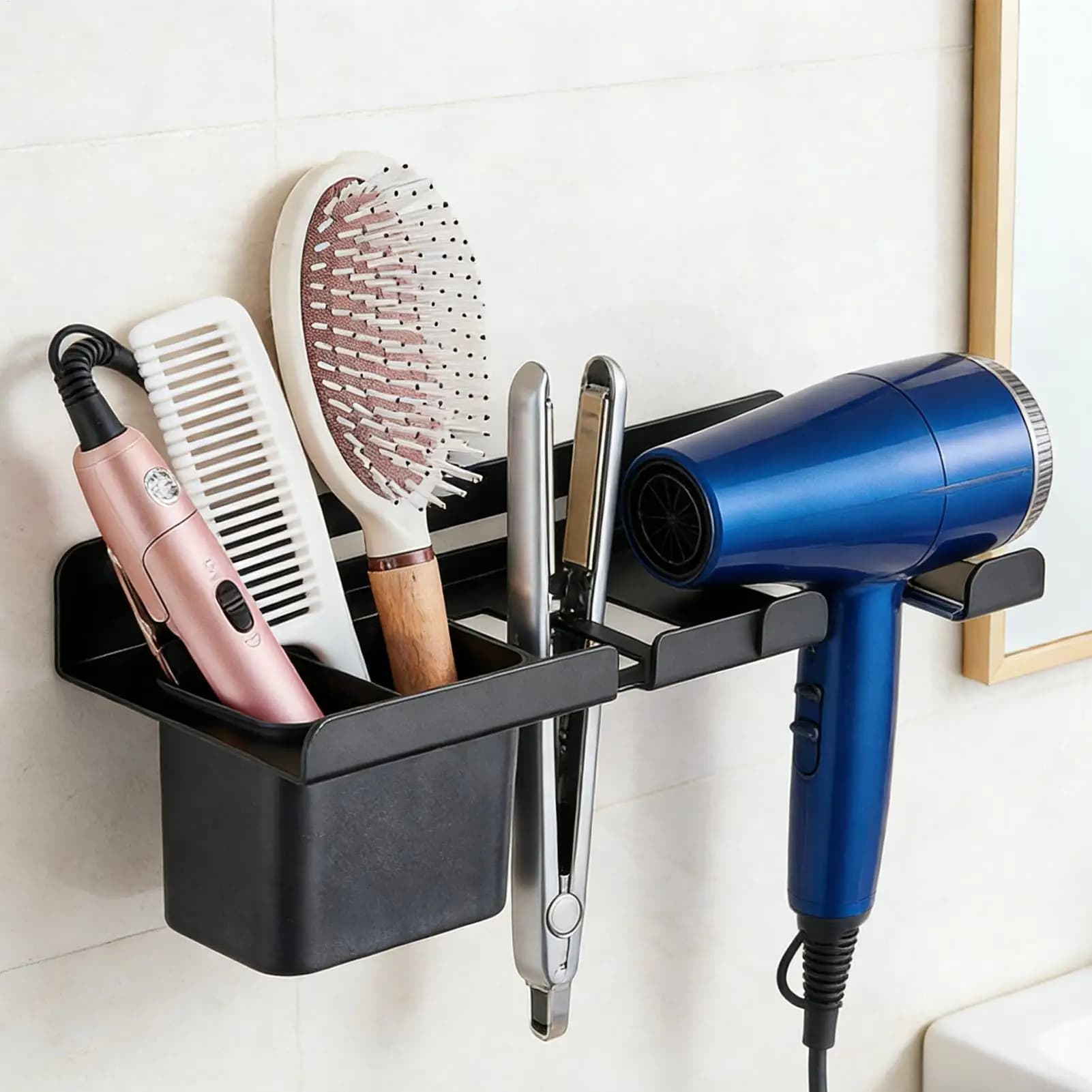 Hair Tool Organizer Desktop Holder Anti Slip Waterproof Stand for Curling Iron Straightener Hairbrush Comb Bathroom Vanity Salon