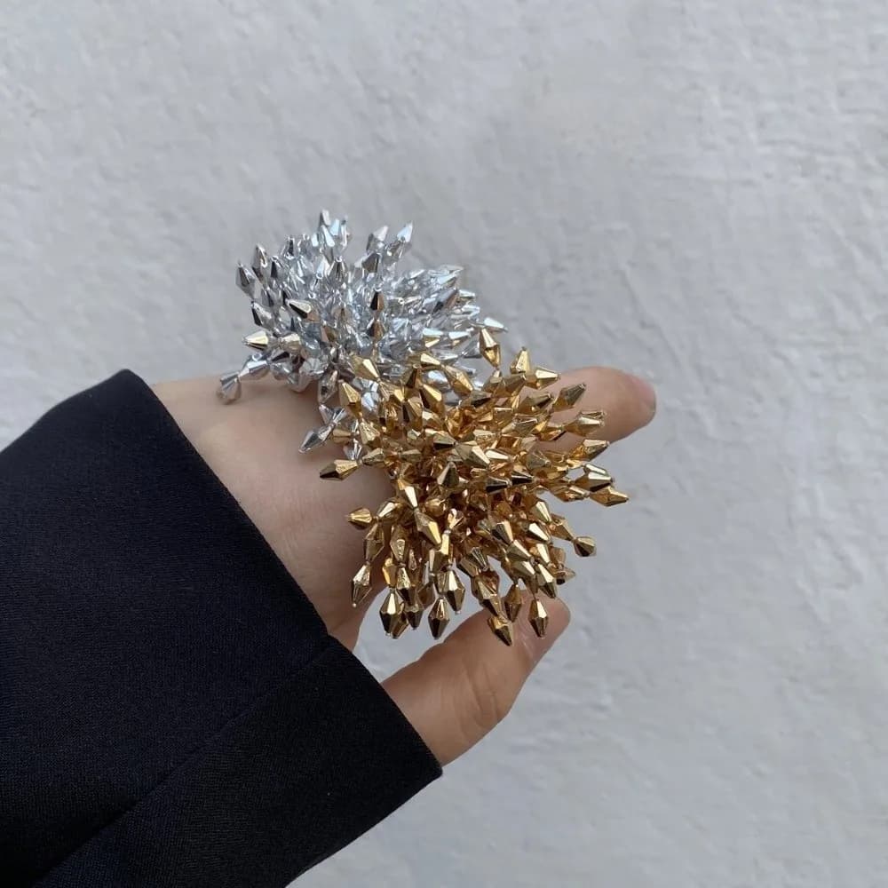 Exaggerated Tassel Beads Finger Ring Adjustable Opening Large Geometry Finger Ring Adjustable Rings European and American Design