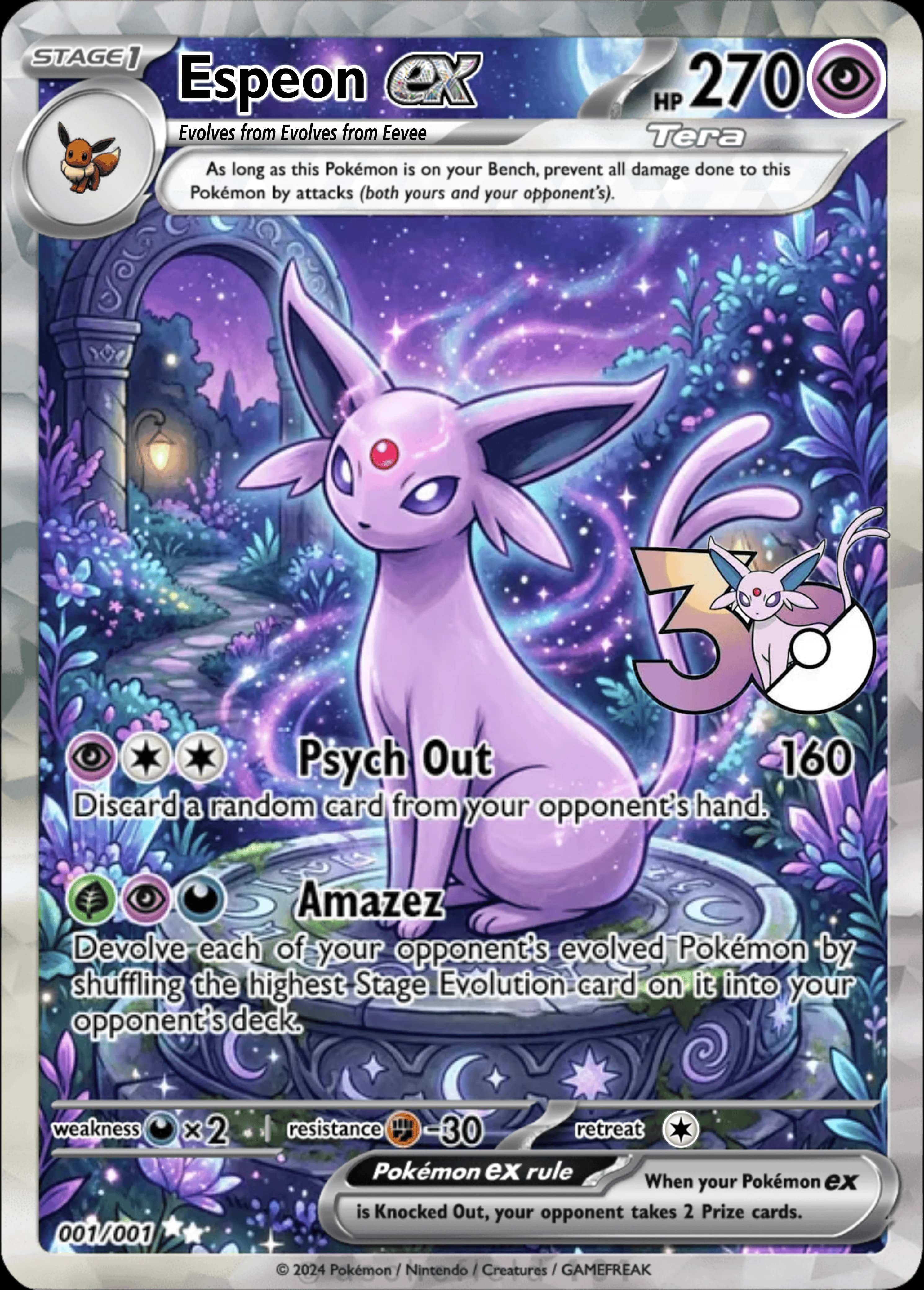 Carte Flash Collezionabili Pokémon 30° Anniversario: Eevee, Umbreon, Sylveon - Regalo Anime Cartoon Fai-da-te per Fan