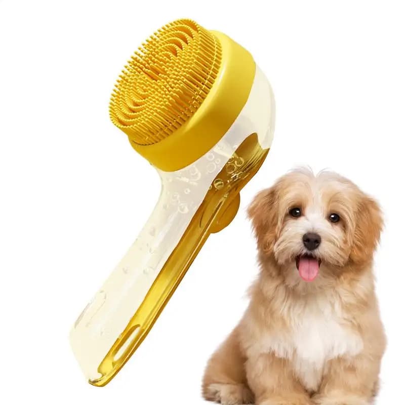 Spazzola per shampoo per cani Spazzola per lavaggio cani Spargimento morbido Slicker Pettine Scrubber per l'igiene Pulci Forfora Tappetatura Toelettatura per interni