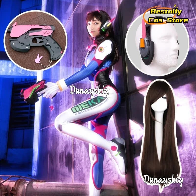 CosplayD.Va Gioco Cosplay overwatch2 Costume DVA Tuta sexy Guanto Auricolare Pistola Set di accessori S-XL Uniforme da donna Anime Party