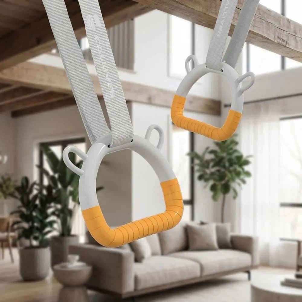 Gymnastic Rings with Adjustable Straps, Anti-slip Traction Bar, Comfortable Fitness Exercise Rings