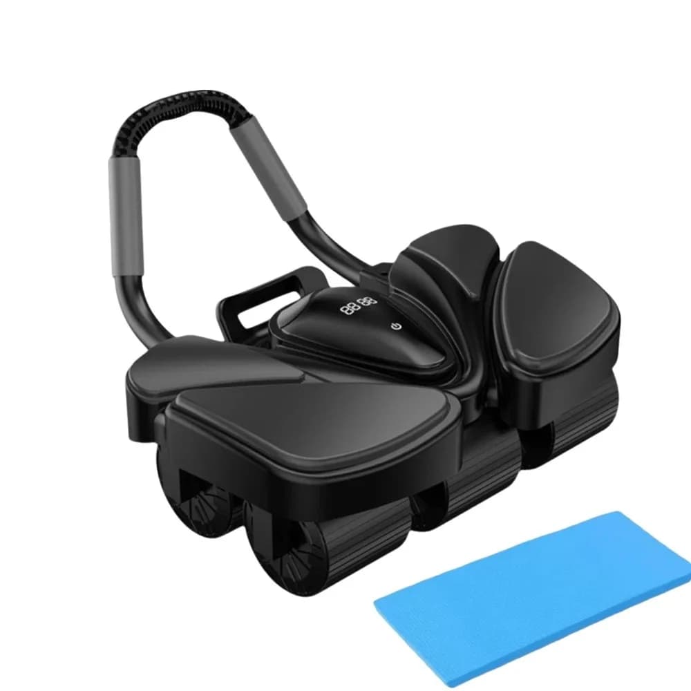 4/6 Wheel Abdominal Workout Roller Automatic Rebound Non-Slip Abdominal Exercise Machine Digital Display Elbow Support