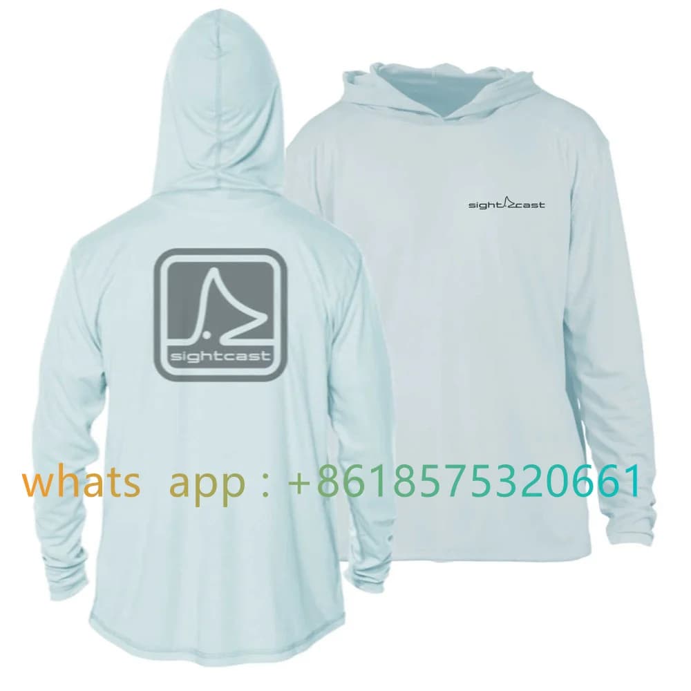 Camicia da pesca con cast di vista Cappotto con cappuccio Manica lunga Uomo Roupa De Pesca Protezione UV estiva Upf 50 Top Maglia da pesca traspirante