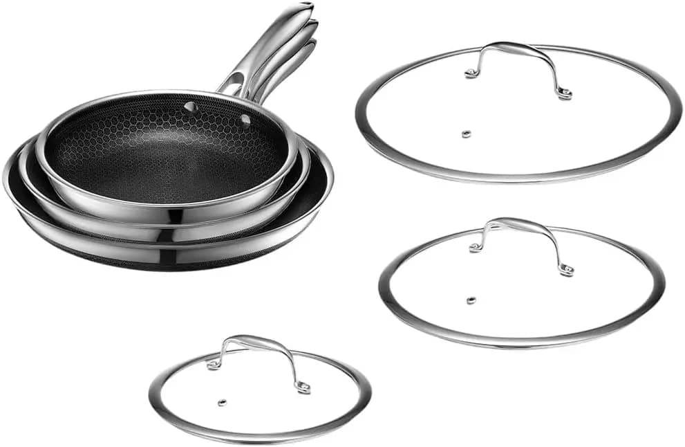 Set of 6 Glass Covers, Insulating Handles, Dishwasher Washables and Compatible with Induction for All Cooking Plans