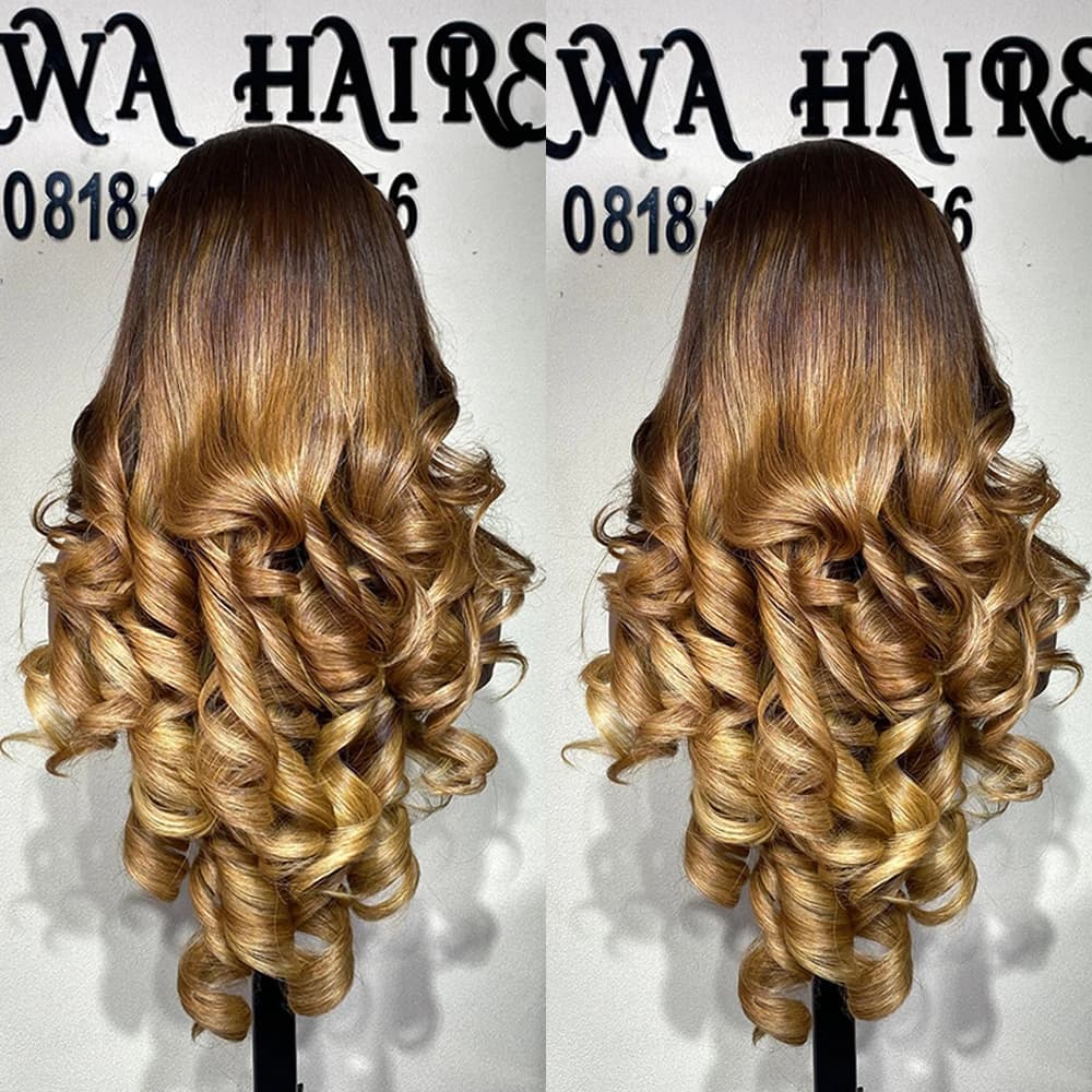 Highlight Body Wave Glueless Colored Human Hair Wigs 100% Human Hair 400 Density 5×5/13×6 HD Lace Frontal Wigs 36Inch For Women