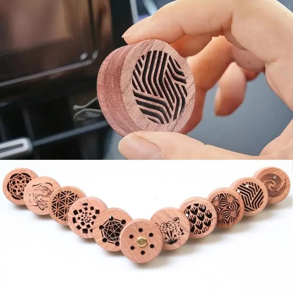 Natural Fragrance Car Essential Oil Diffuser Clip-on Long-lasting Floral Wooden Aroma Diffuser Slowly Volatile