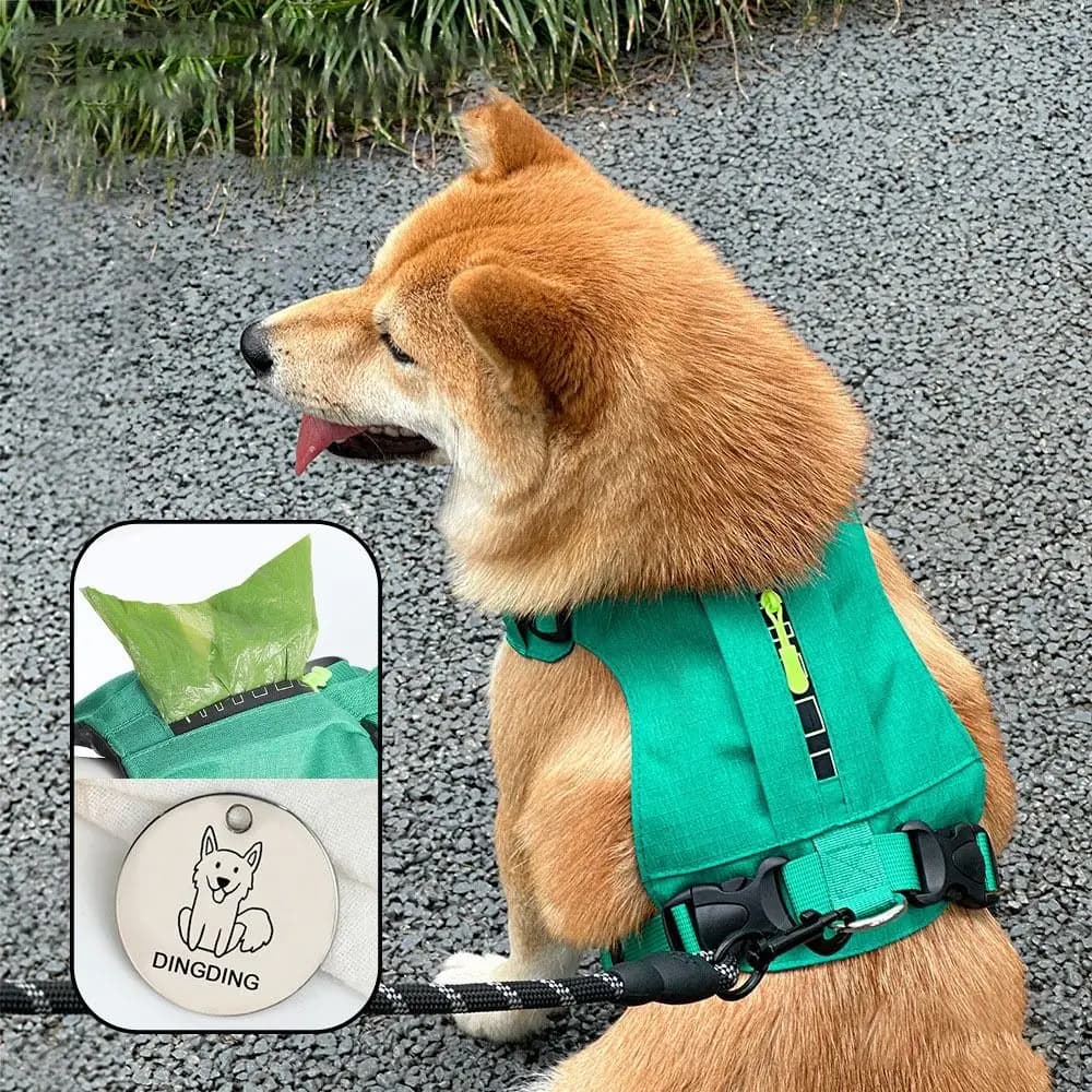 Pettorina per Cani Traspirante e Impermeabile con Tasche con Cerniera, Gilet Regolabile Resistente all'Usura per Passeggiate