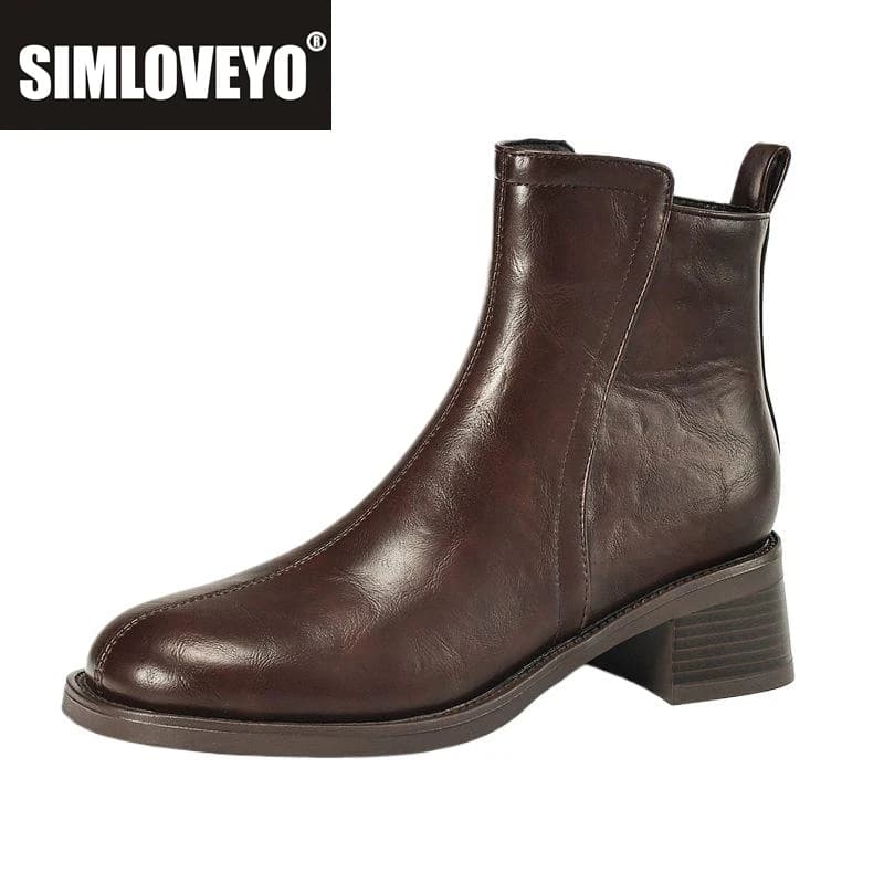 SIMLOVEYO Stivaletti classici da donna Punta tonda Tacchi alti 4,5 cm Taglia 41 42 43 Per il tempo libero Vintage Quotidiano Donna Bota